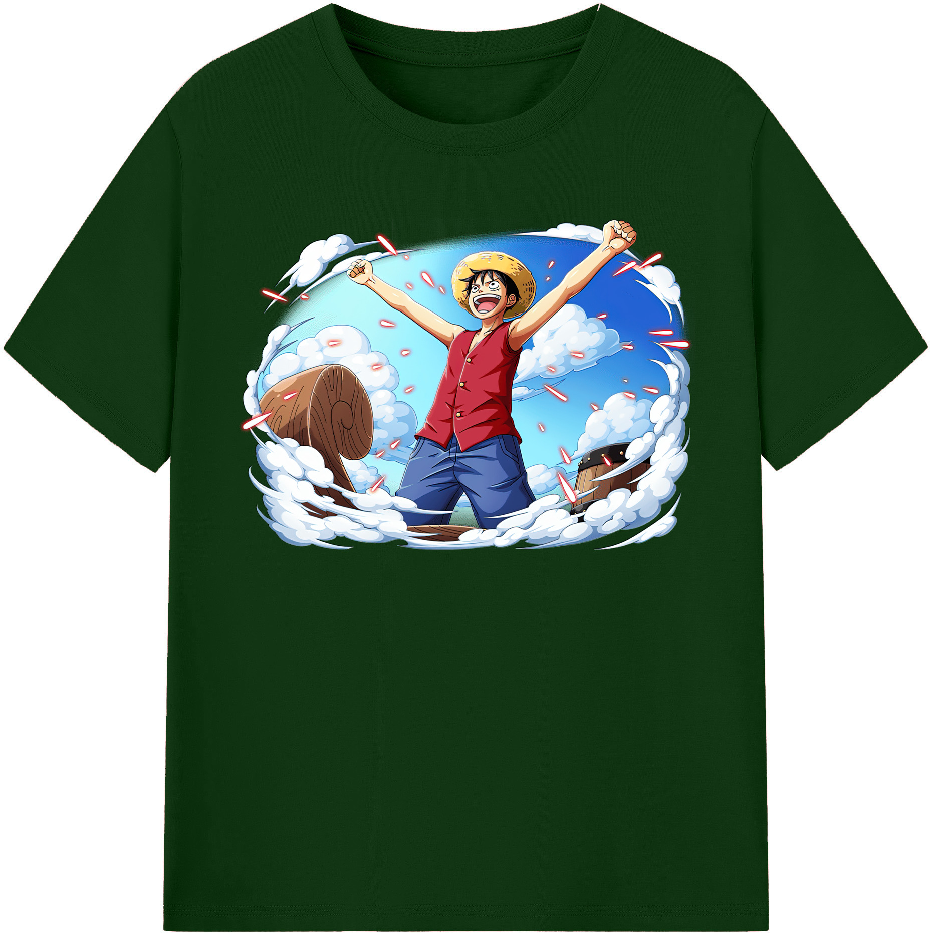 ワンピース モンキー・D・ルフィ ONE PIECE Monkey D. Luffy 綿100％半袖Tシャツ（フロントプリント）